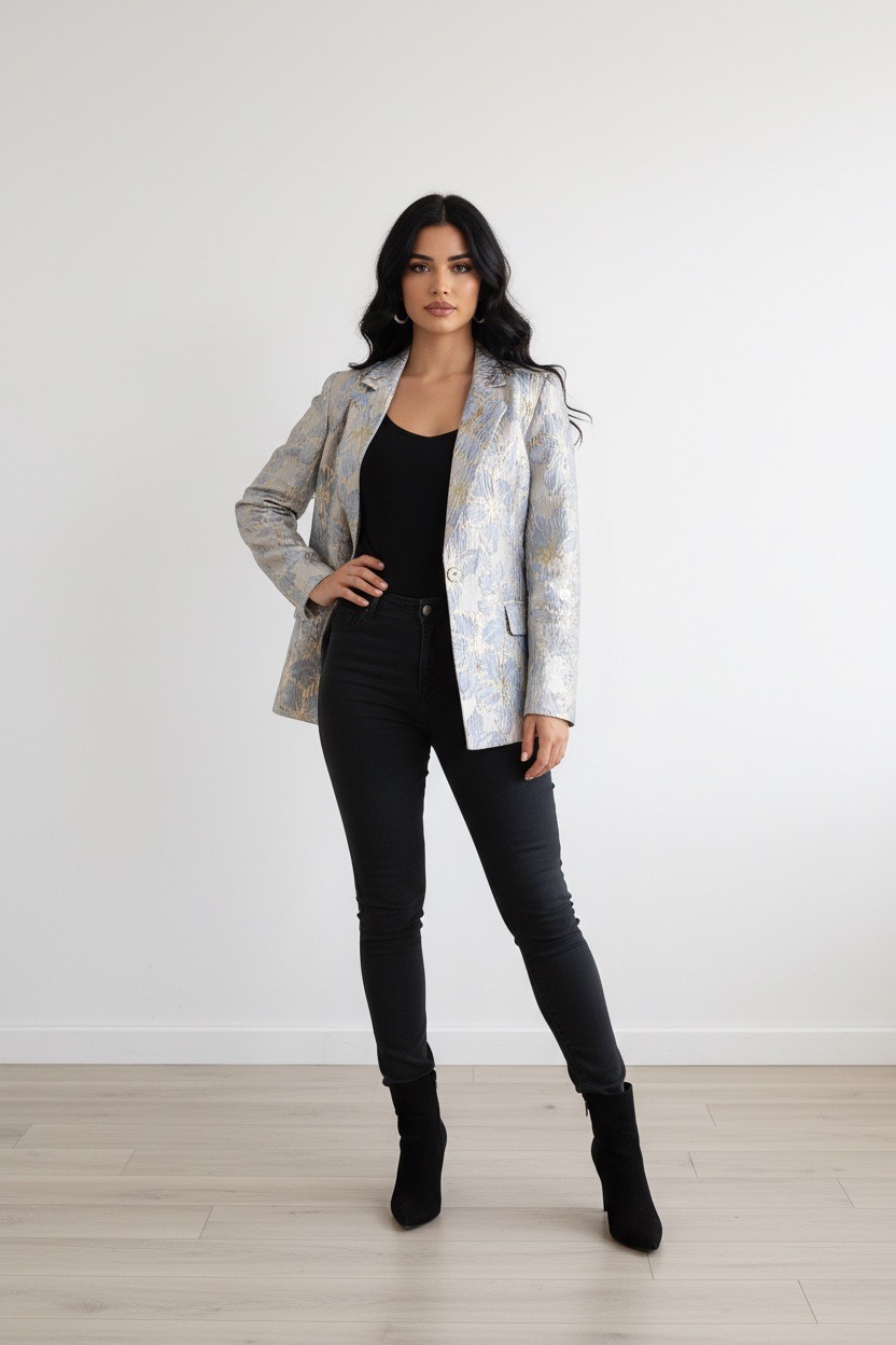 Americana estampada celeste