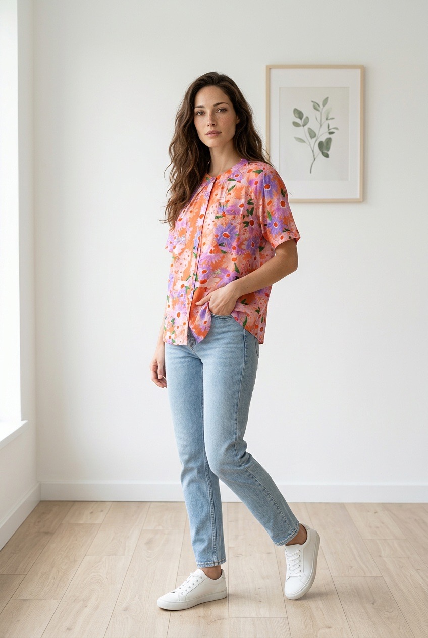 Blusa estampada naranja