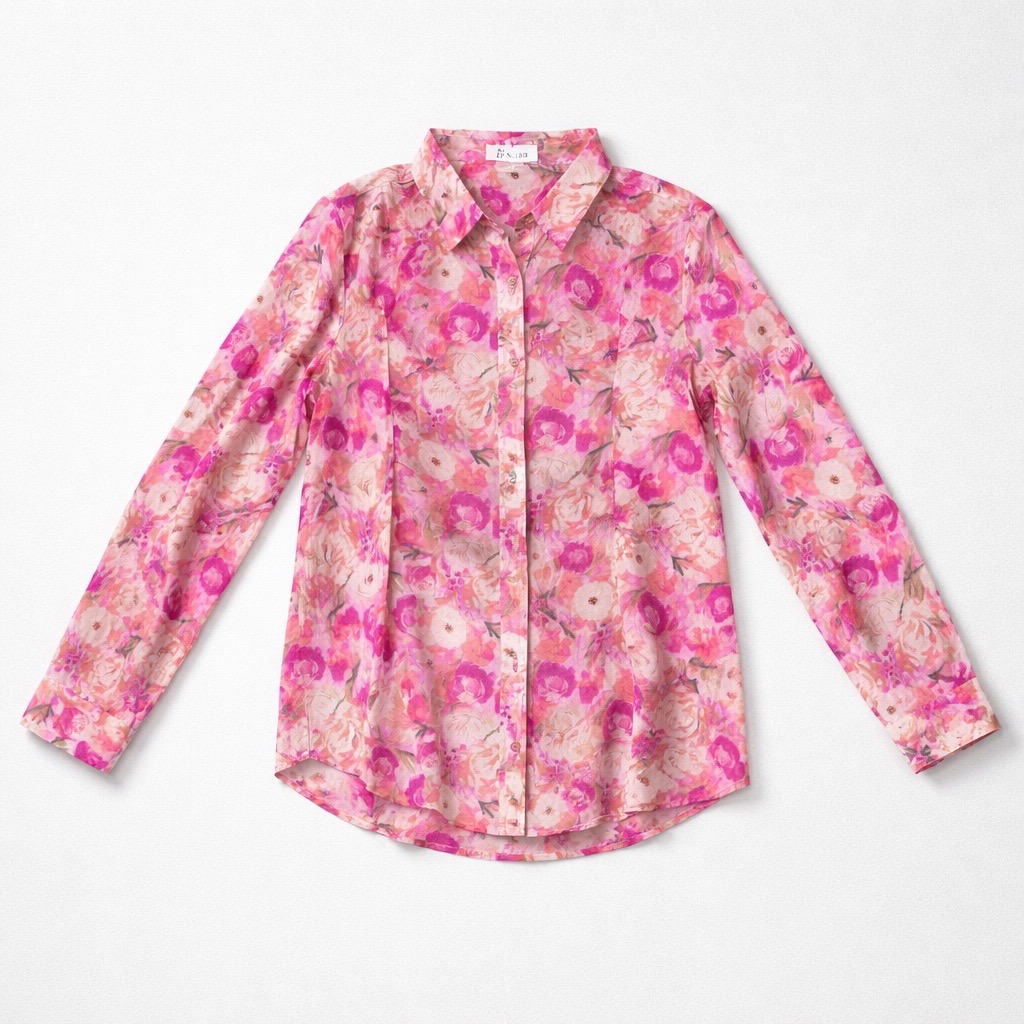 Blusa estampada rosa manga larga