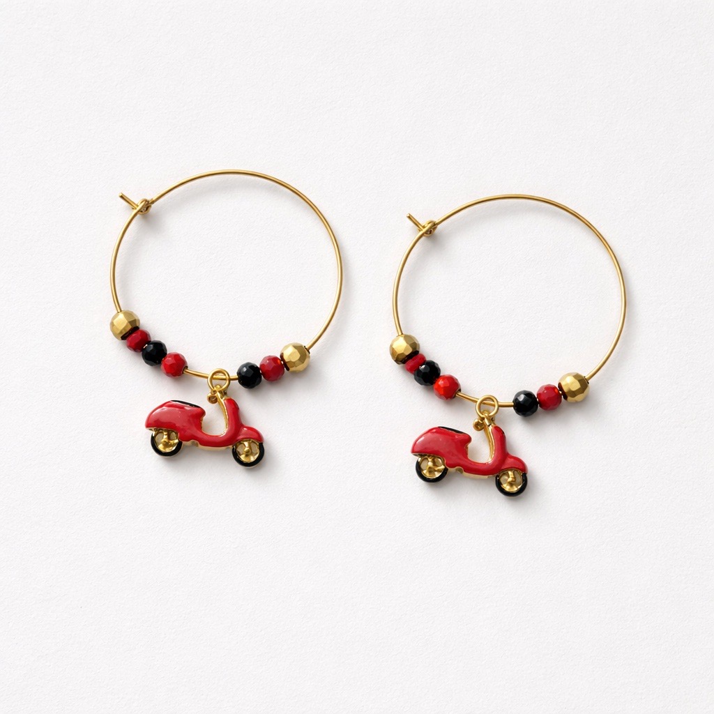 Pendientes Vespa roja