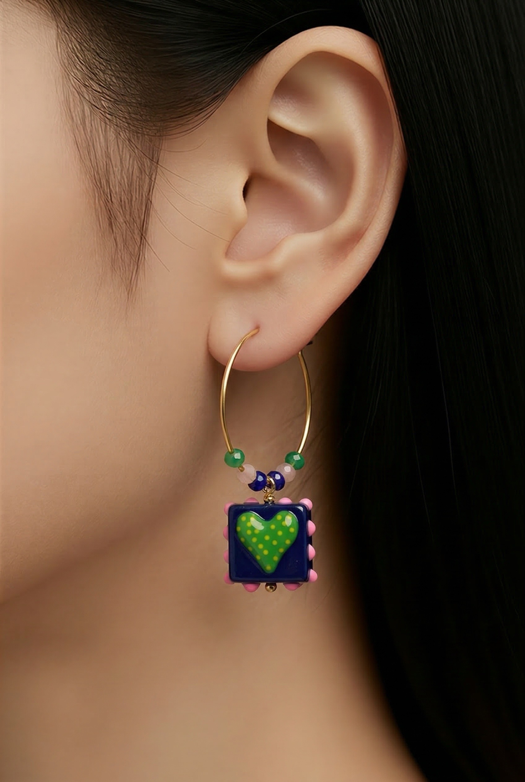 Pendientes Corazón cristal azul