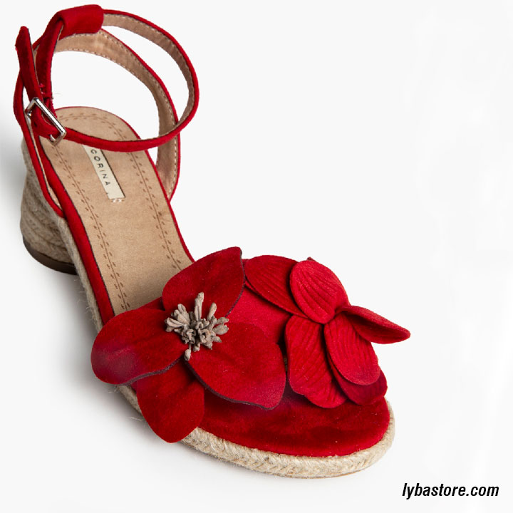Sandalia Flor Roja y Yute