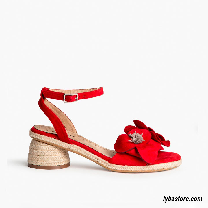 Sandalia Flor Roja y Yute