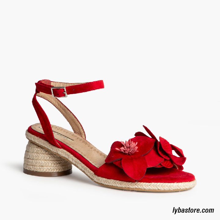 Sandalia Flor Roja y Yute