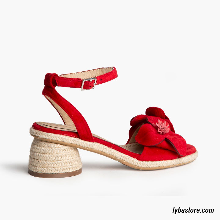Sandalia Flor Roja y Yute