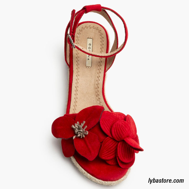 Sandalia Flor Roja y Yute