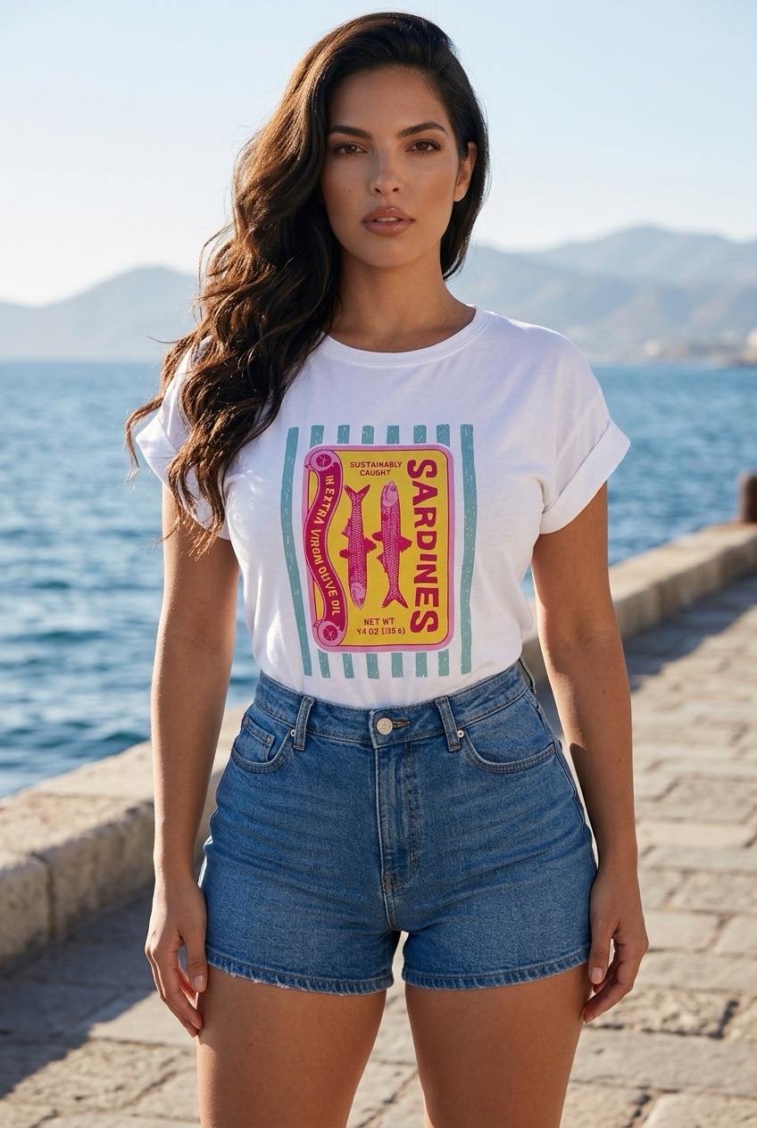 Camiseta Sardinas Rayas Gris