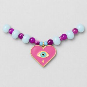 Collar Donuts Cristal y Corazon Morado