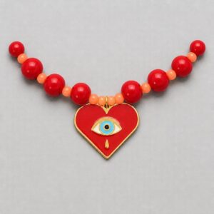 Collar Donuts Cristal y Corazon Rojo