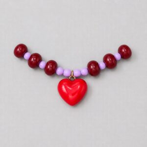 Collar Donuts Cristal y corazon rojo