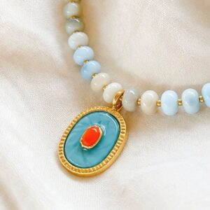 Collar Amazonita y ojo coral