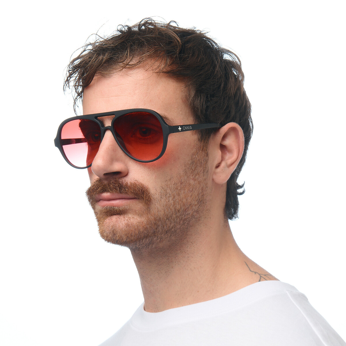 Gafas de sol OKKIA Alessio Negro (lentes rojas)