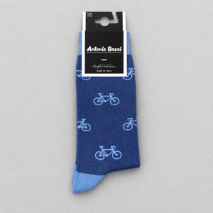 Calcetines Antonio Bacci azul con estampado de bicicletas celestes, talla única