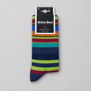 Calcetines Antonio Bacci de rayas multicolor (azul, verde lima, burdeos, turquesa y naranja), talla única