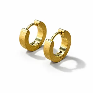 Pareja de pendientes de aro dorados de acero inoxidable de 13 mm y 3 mm de grosor, con cierre de bisagra