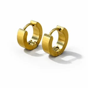 Pareja de pendientes de aro dorados de acero inoxidable de 13 mm y 4 mm de grosor, con cierre de bisagra